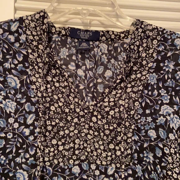 CHAPS Petite Floral Tie Front Blouse - Picture 3 of 7
